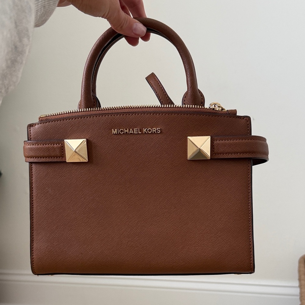 Michael Kors Tan Satchel with Gold Accents